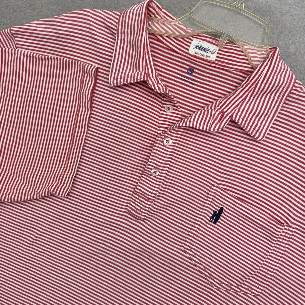 Johnnie-O Polo Mens Striped Jack XL Pinkish/Red Watermelon West Coast Prep